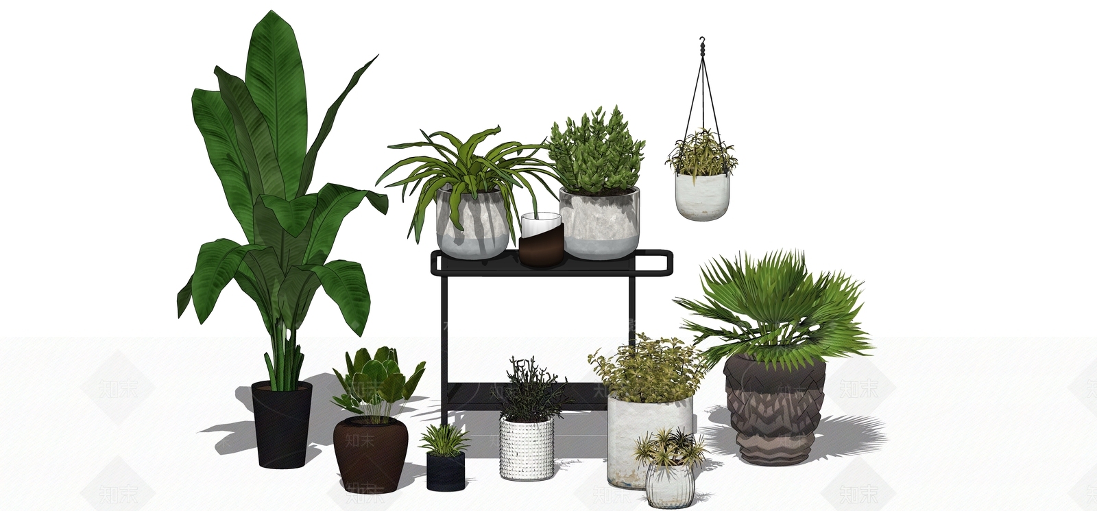 现代植物盆景盆栽组合SU模型下载【ID:159104817】