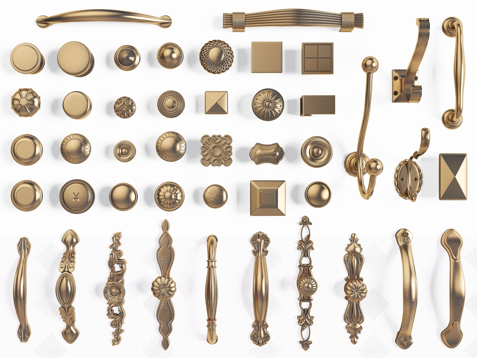 简欧柜门拉手3D模型下载【ID:759108594】