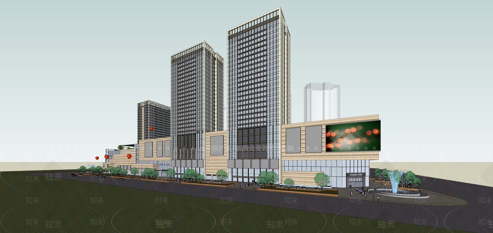 现代商场建筑SU模型草图