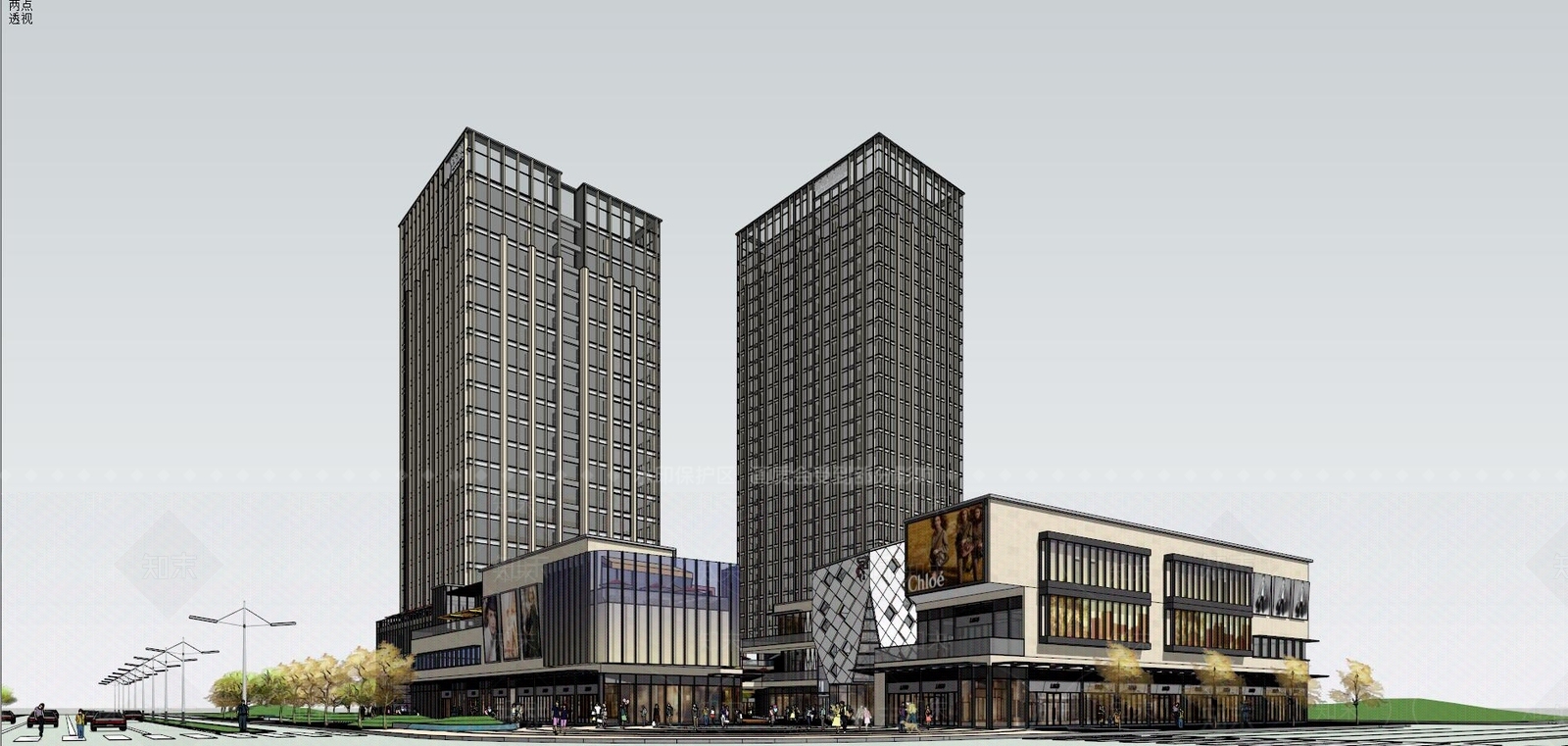 现代商场建筑SU模型草图