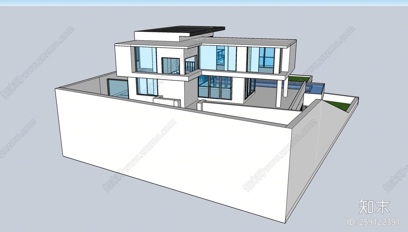 现代风格独栋别墅SU模型下载【ID:259122391】