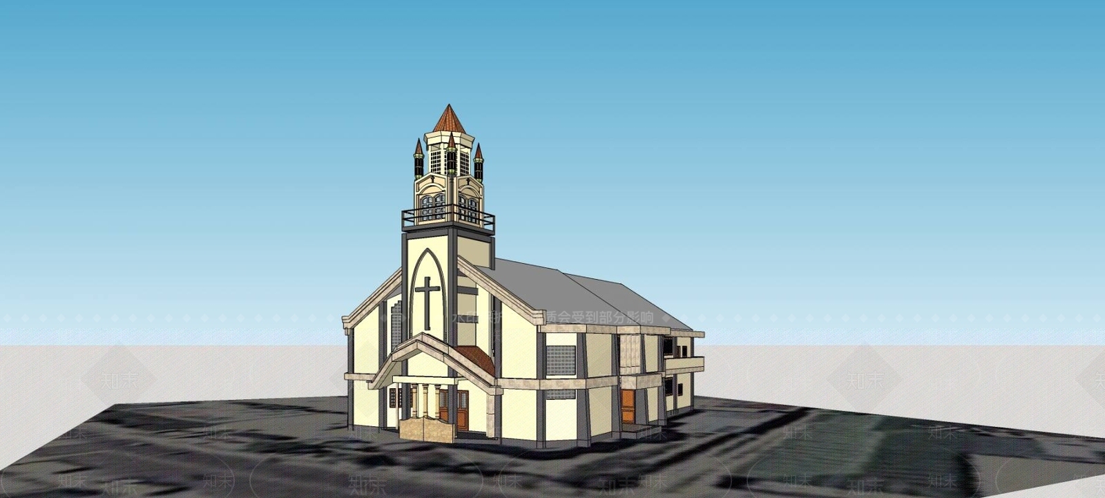 欧式风格礼堂SU模型下载【ID:559158240】