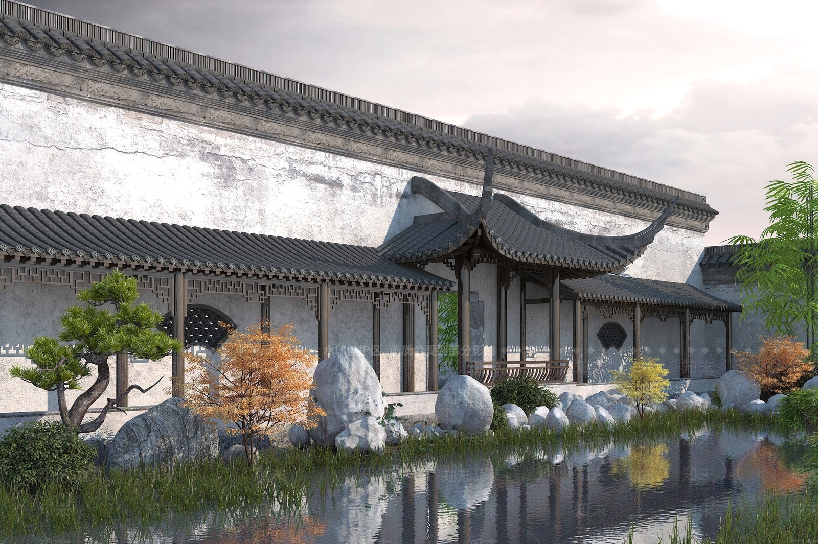 中式古建长廊3D模型下载【ID:559174970】