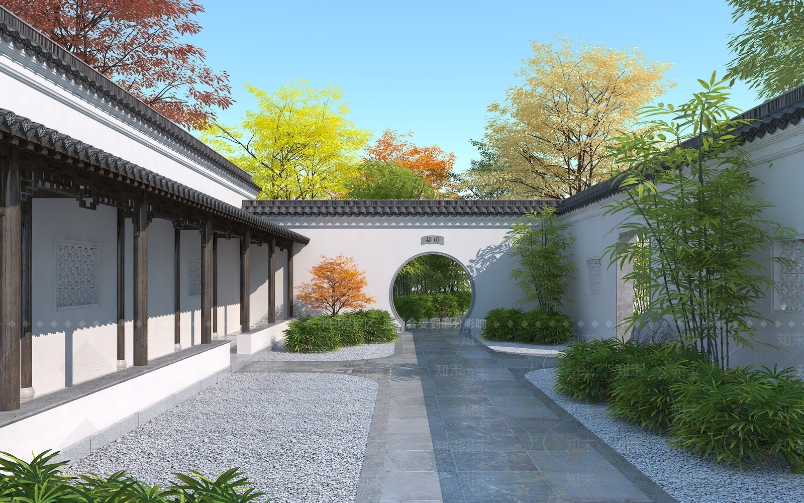 中式古建长廊3D模型下载【ID:859174491】