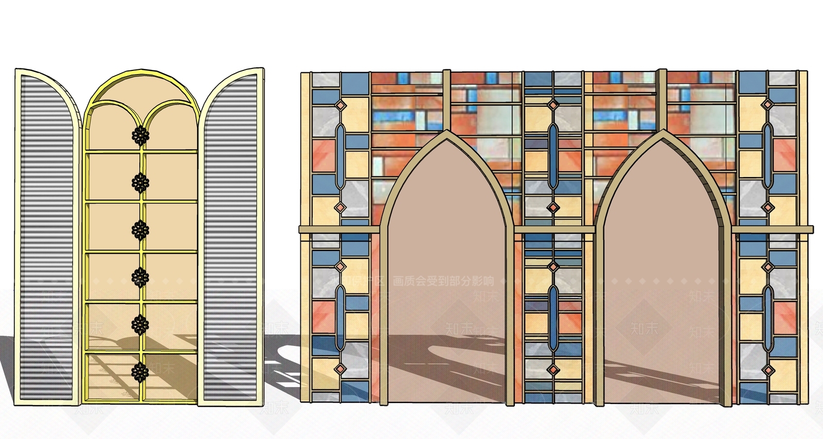 欧式雕花窗户SU模型下载【ID:959235098】