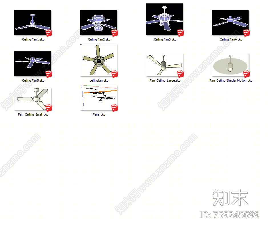 现代风格电风扇SU模型下载【ID:759245699】