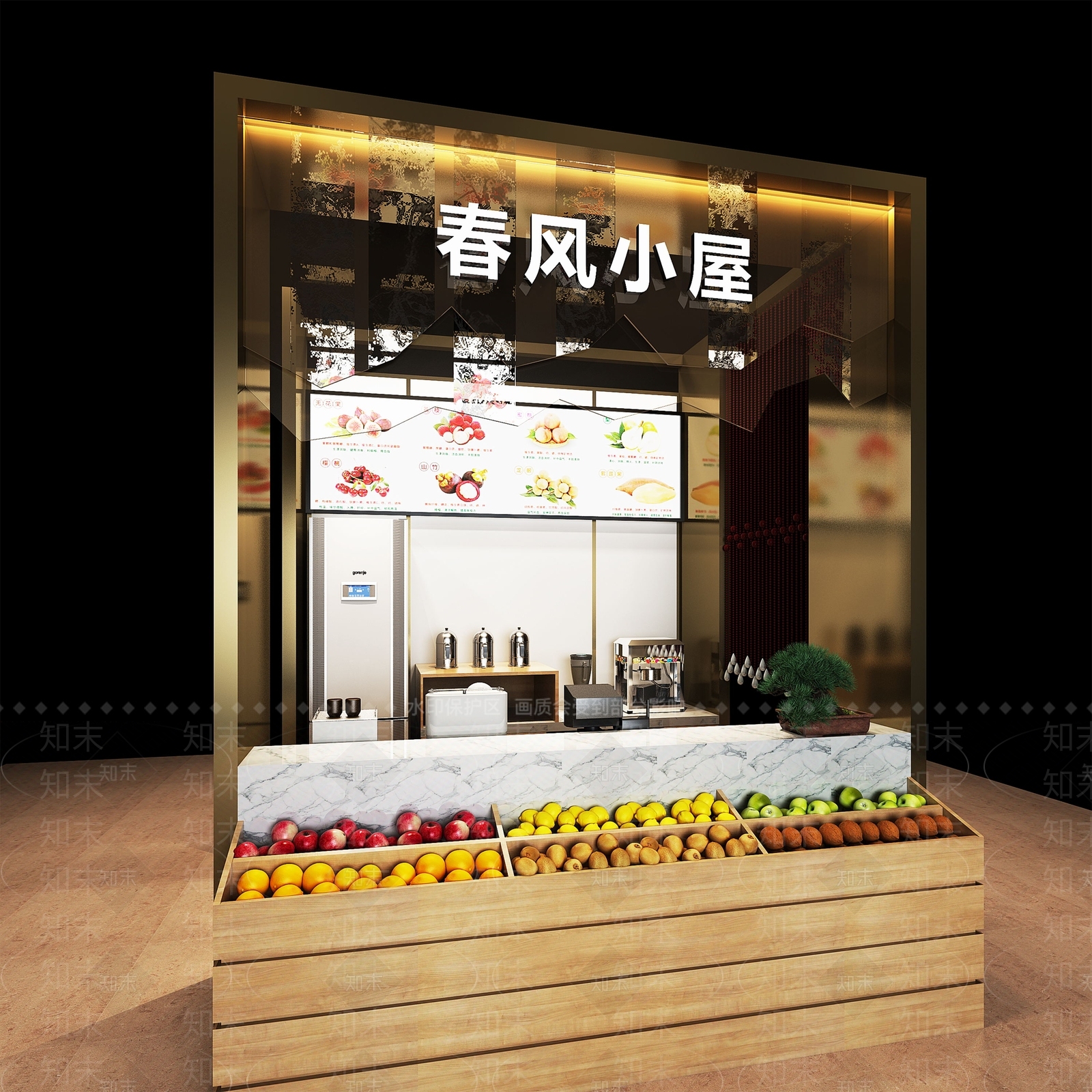 现代水果专卖店3D模型下载【ID:659287317】
