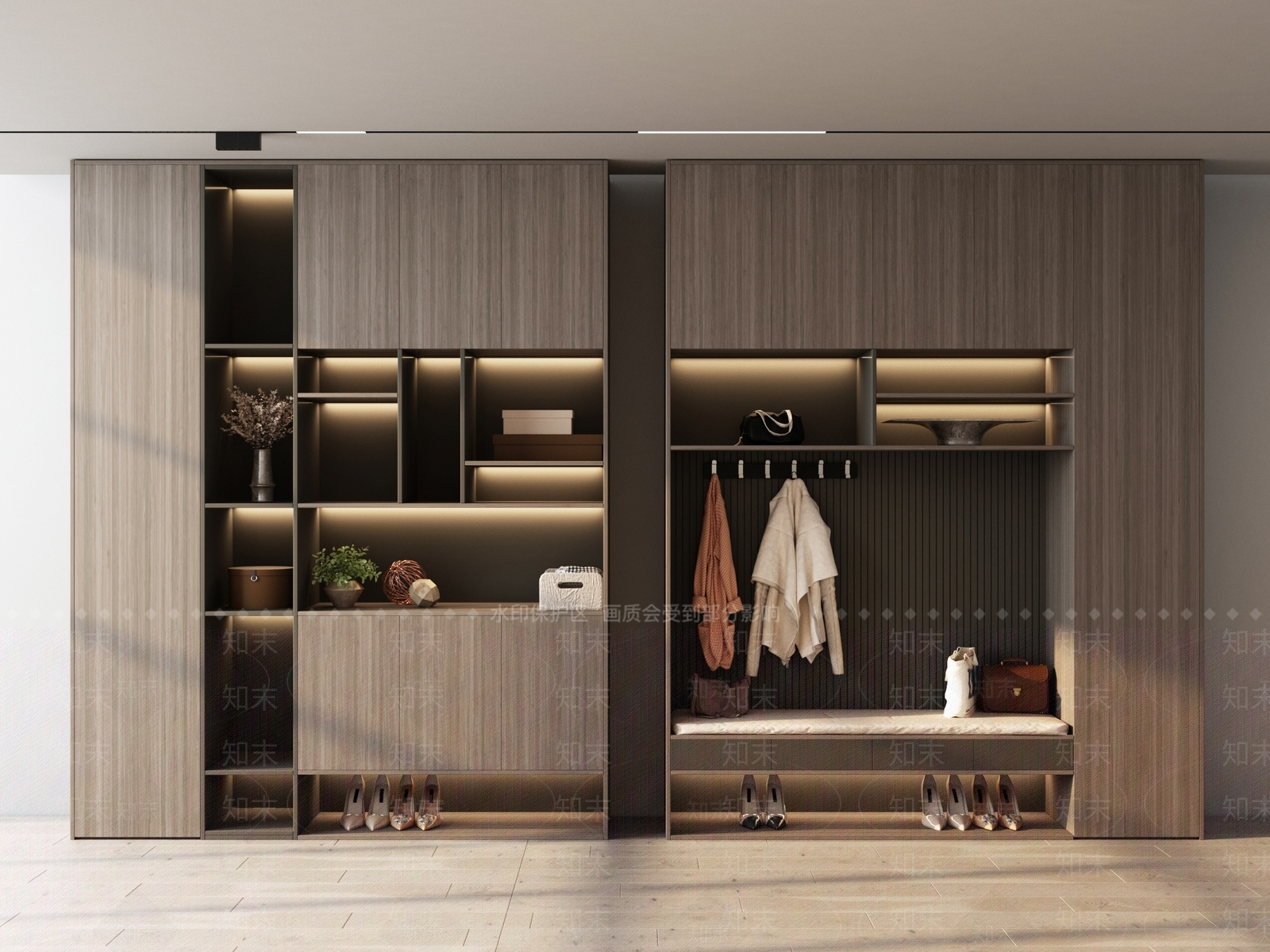 现代门厅鞋柜组合3D模型下载【ID:959291307】