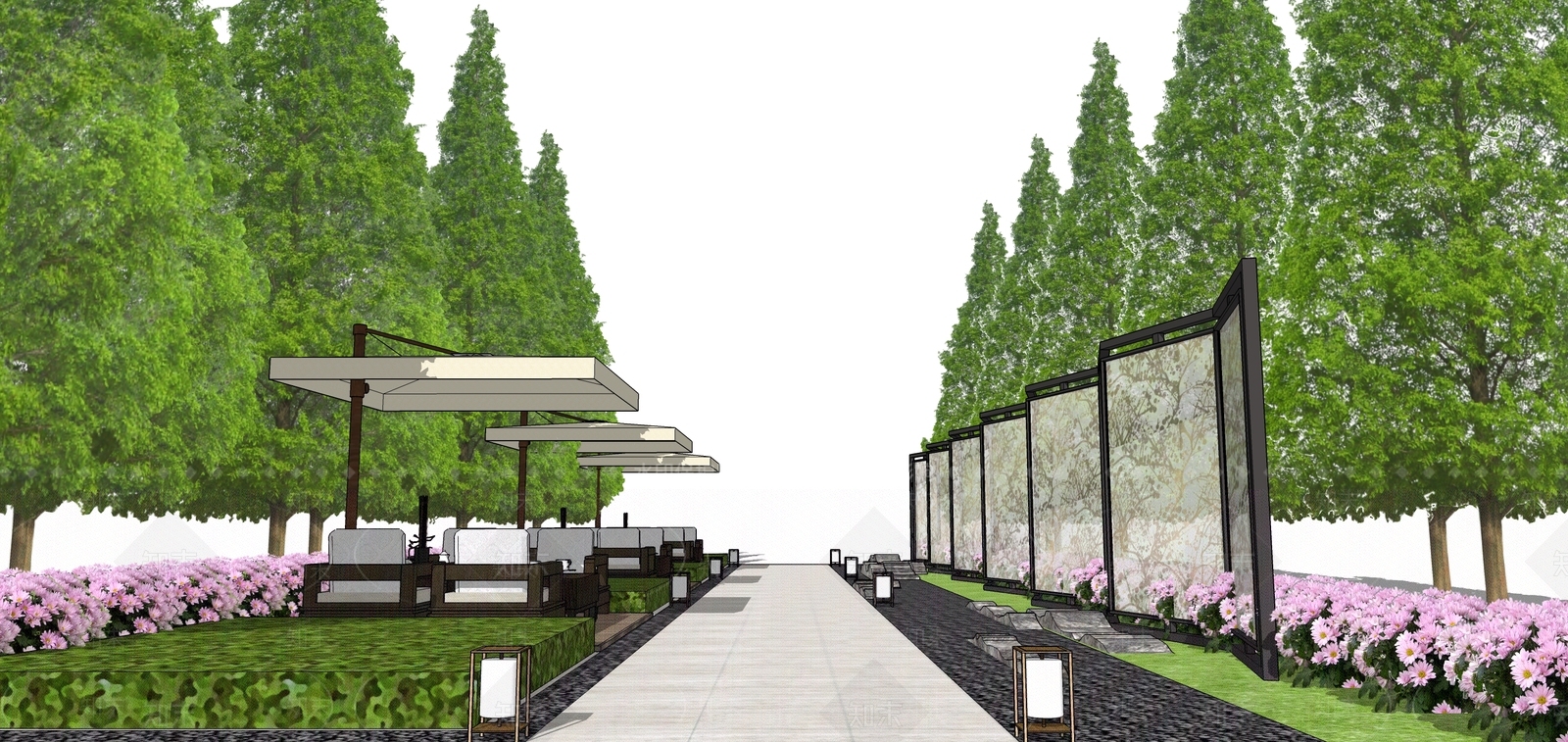 新中式风格折叠屏风SU模型下载【ID:459302778】