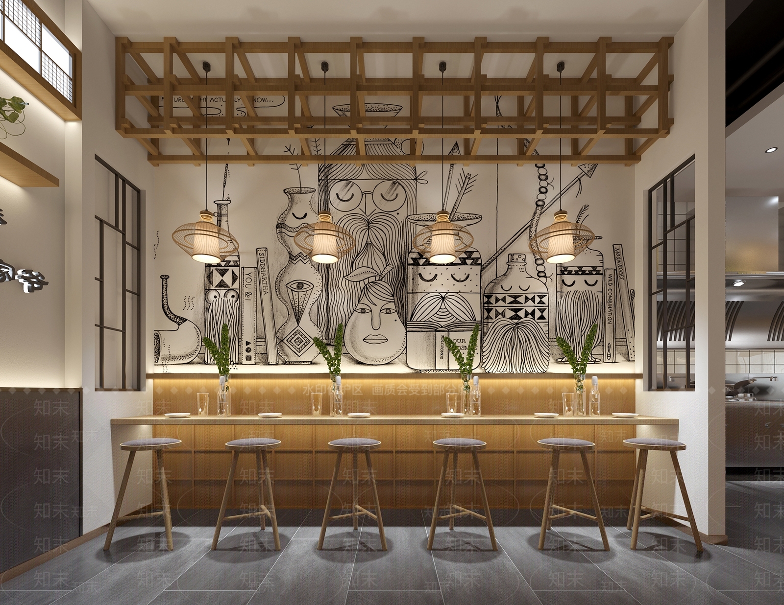 新中式餐厅3D模型下载【ID:359310839】