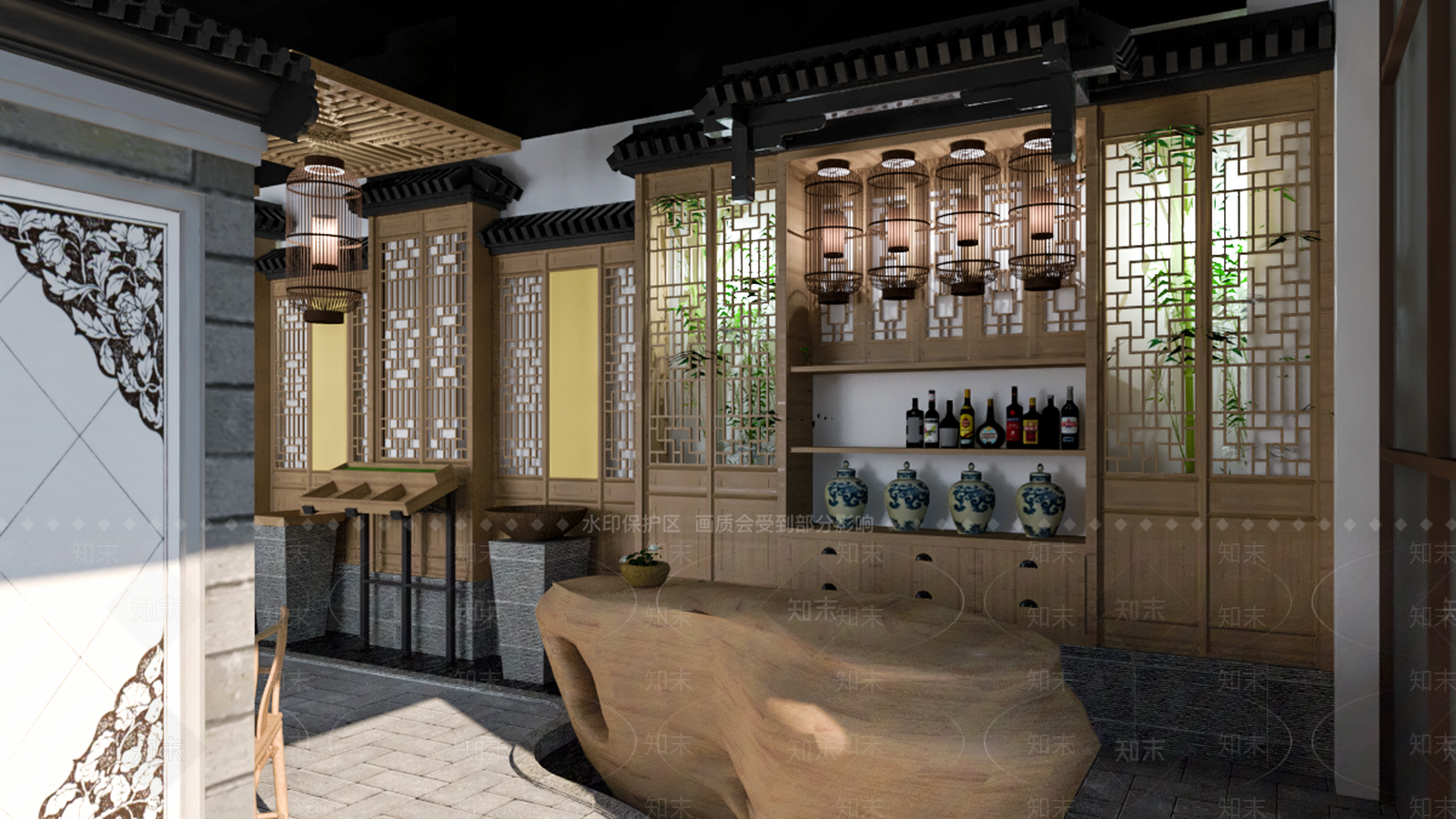 中式风格酒店餐饮SU模型下载【ID:959311834】