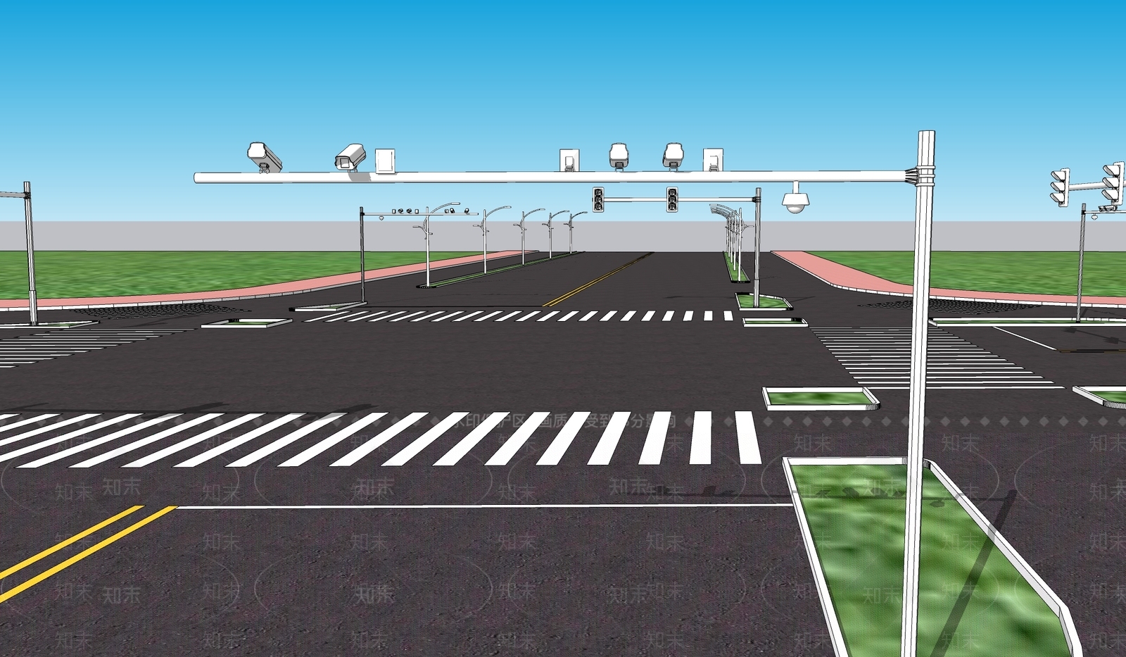 现代风格道路SU模型下载【ID:959317790】