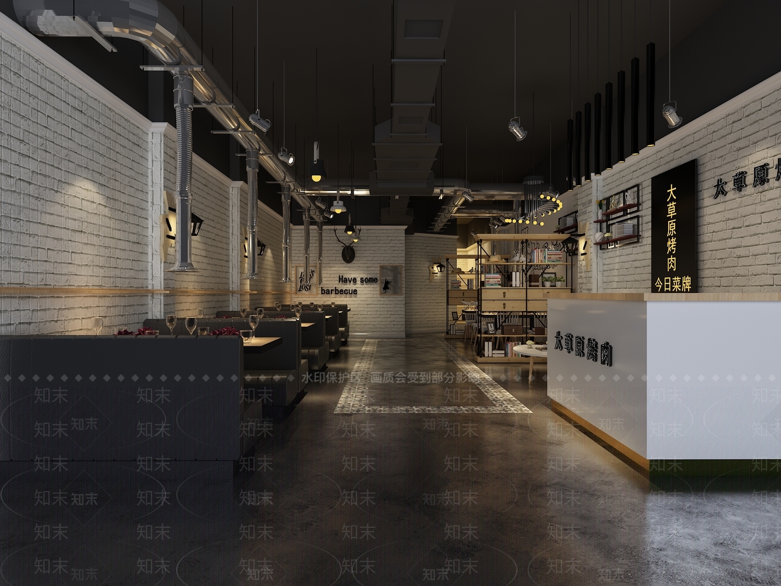 现代烧烤店3D模型下载【ID:359322270】