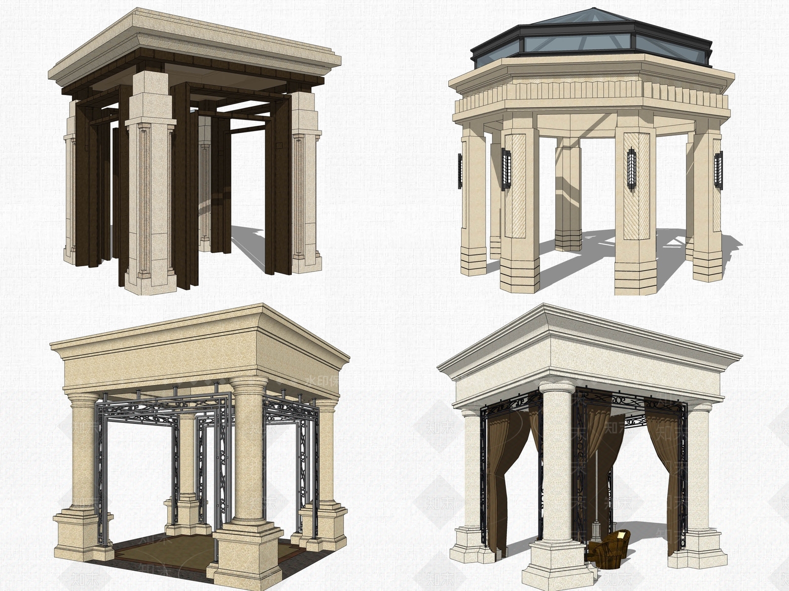 法式风格亭子SU模型下载【ID:459353836】