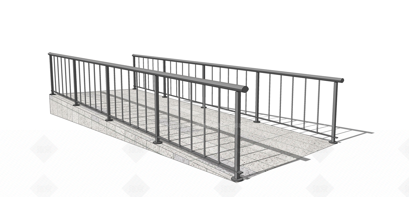 现代风格铁艺栏杆SU模型下载【ID:459378107】