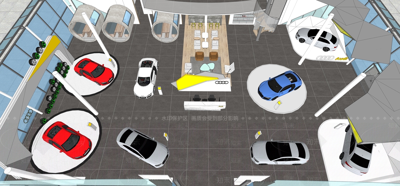 现代风格汽车4S店SU模型下载【ID:959388120】
