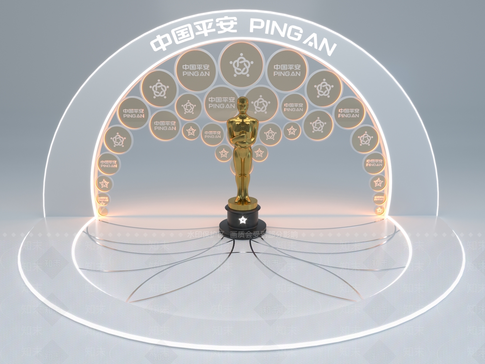 现代平安LOGO合影墙3D模型下载【ID:259427305】