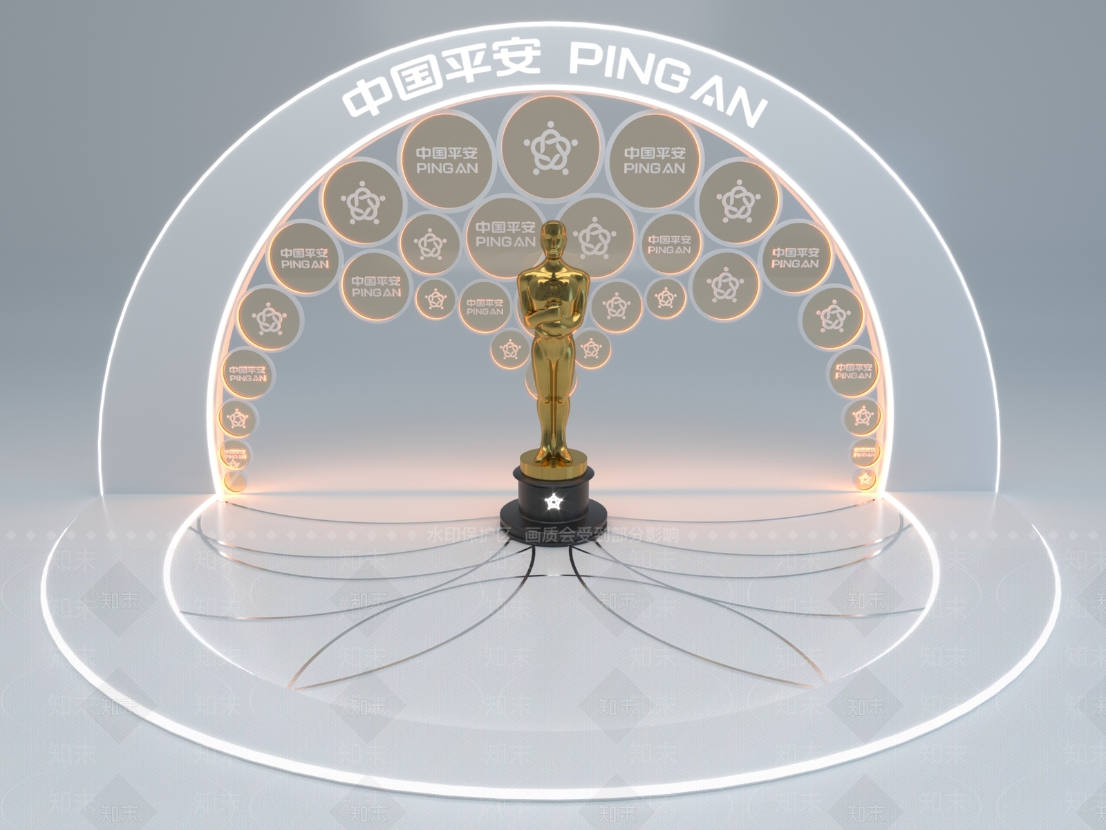 现代平安logo合影墙3d模型下载【id:259427305】