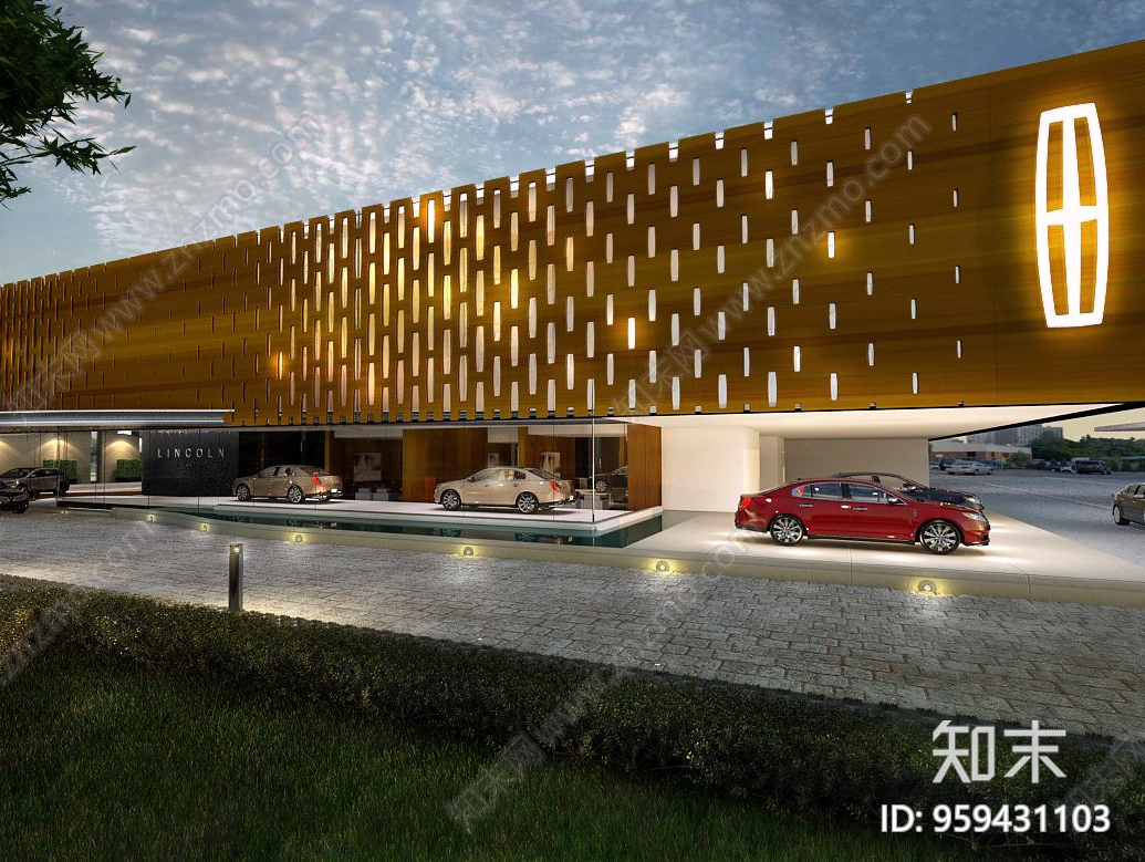 展示空间林肯汽车4S店丨效果图施工图下载【ID:959431103】