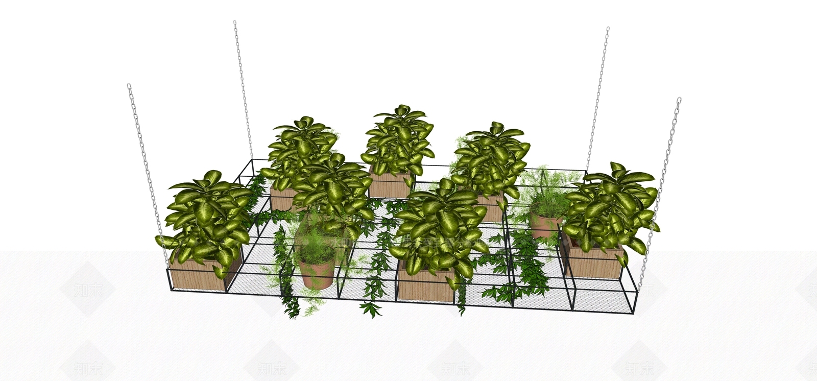 工业风格植物墙饰SU模型下载【ID:959480041】