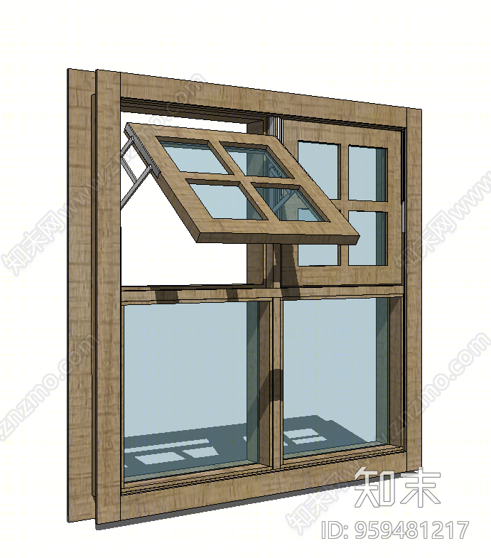 新中式风格平开窗SU模型下载【ID:959481217】