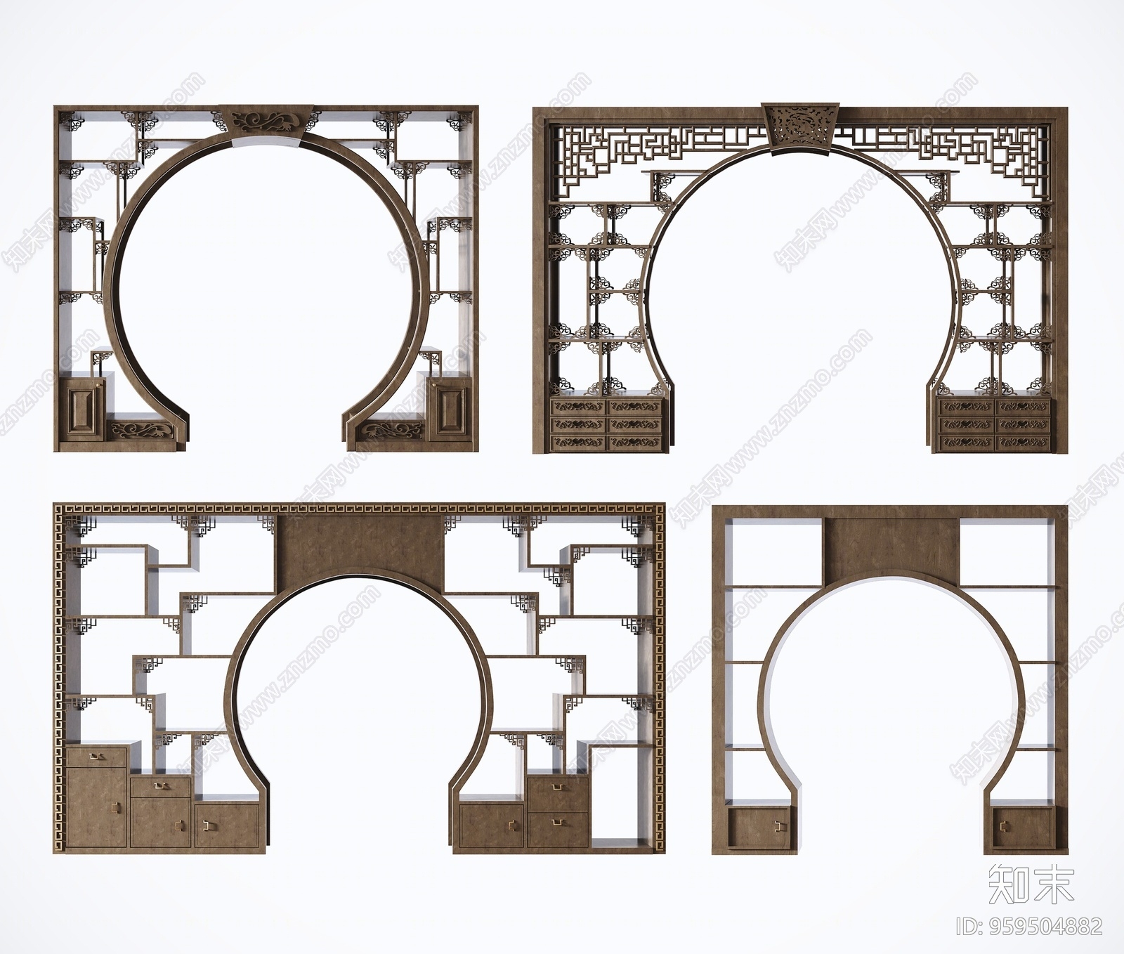 中式博古架3D模型下载【ID:959504882】