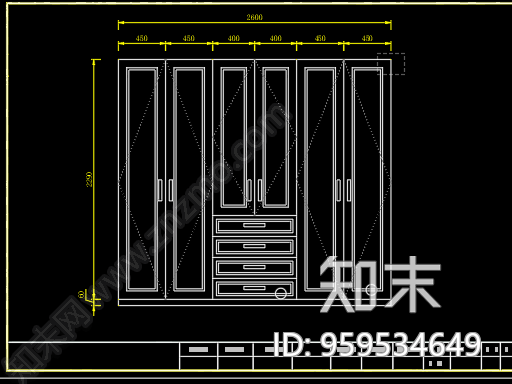 卧室衣柜图纸cad施工图下载【ID:959534649】