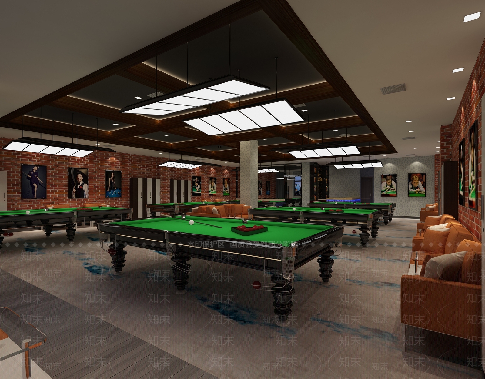 工业风台球室3D模型下载【ID:959535814】