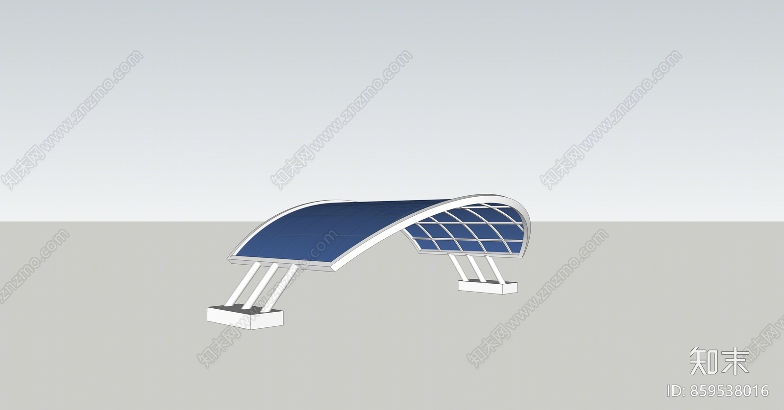 工业风格钢结构雨棚SU模型下载【ID:859538016】