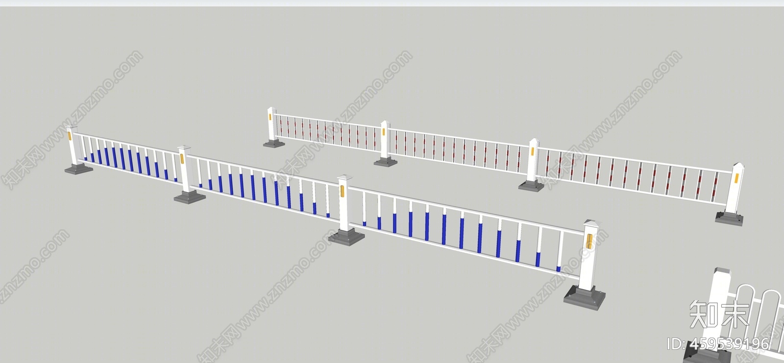 现代道路铁艺栏杆SU模型下载【ID:459539196】