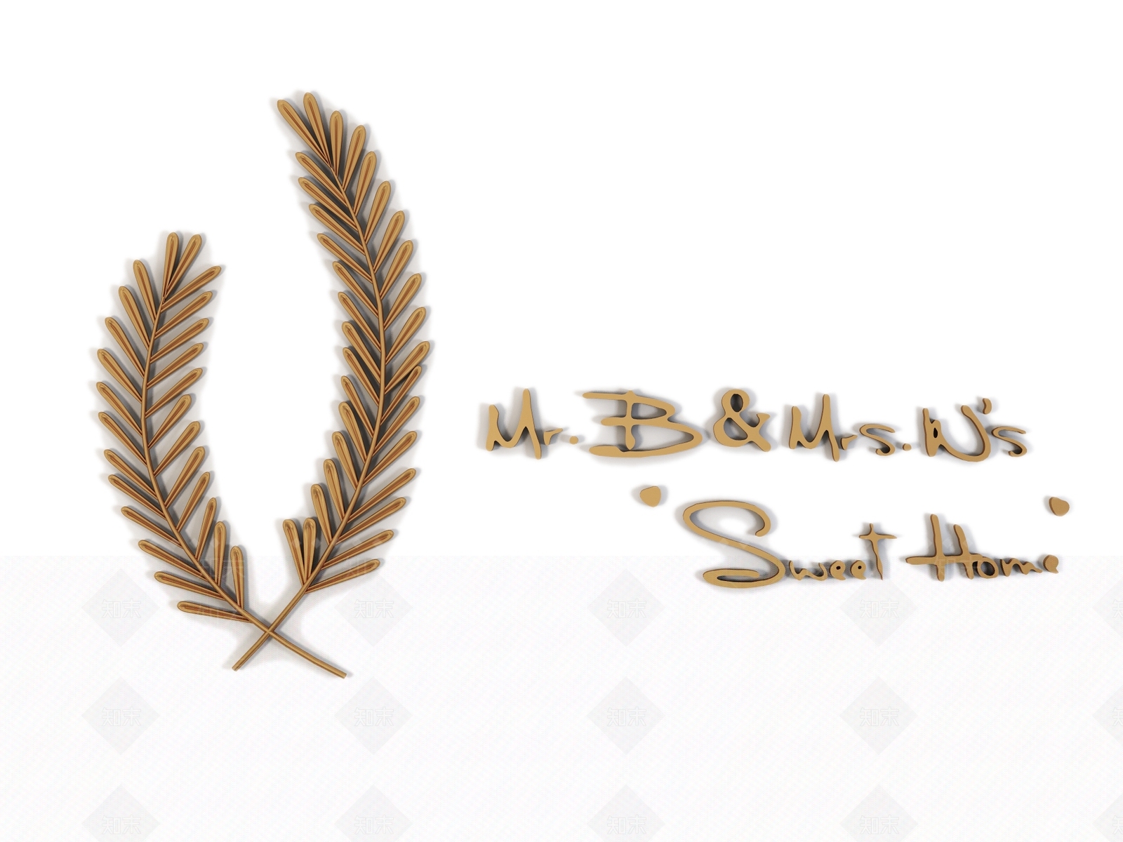 现代小麦金属墙饰3D模型下载【ID:259541275】