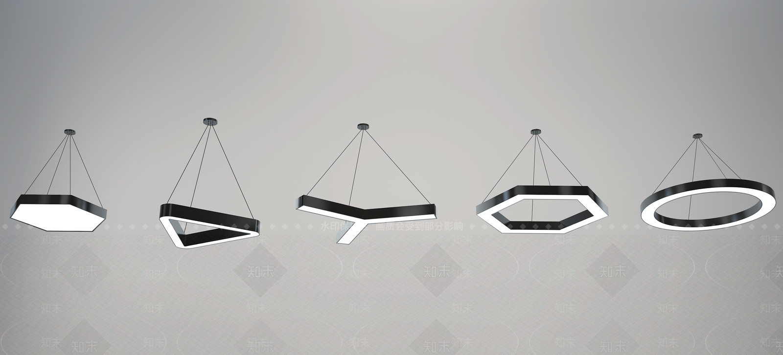 现代办公室吊灯3D模型下载【ID:559549821】