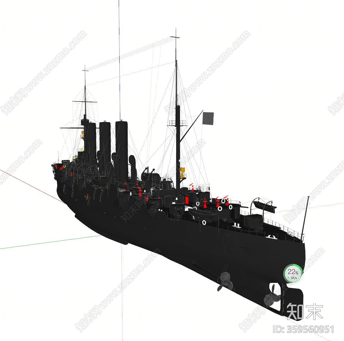 现代风格战舰SU模型下载【ID:359560951】