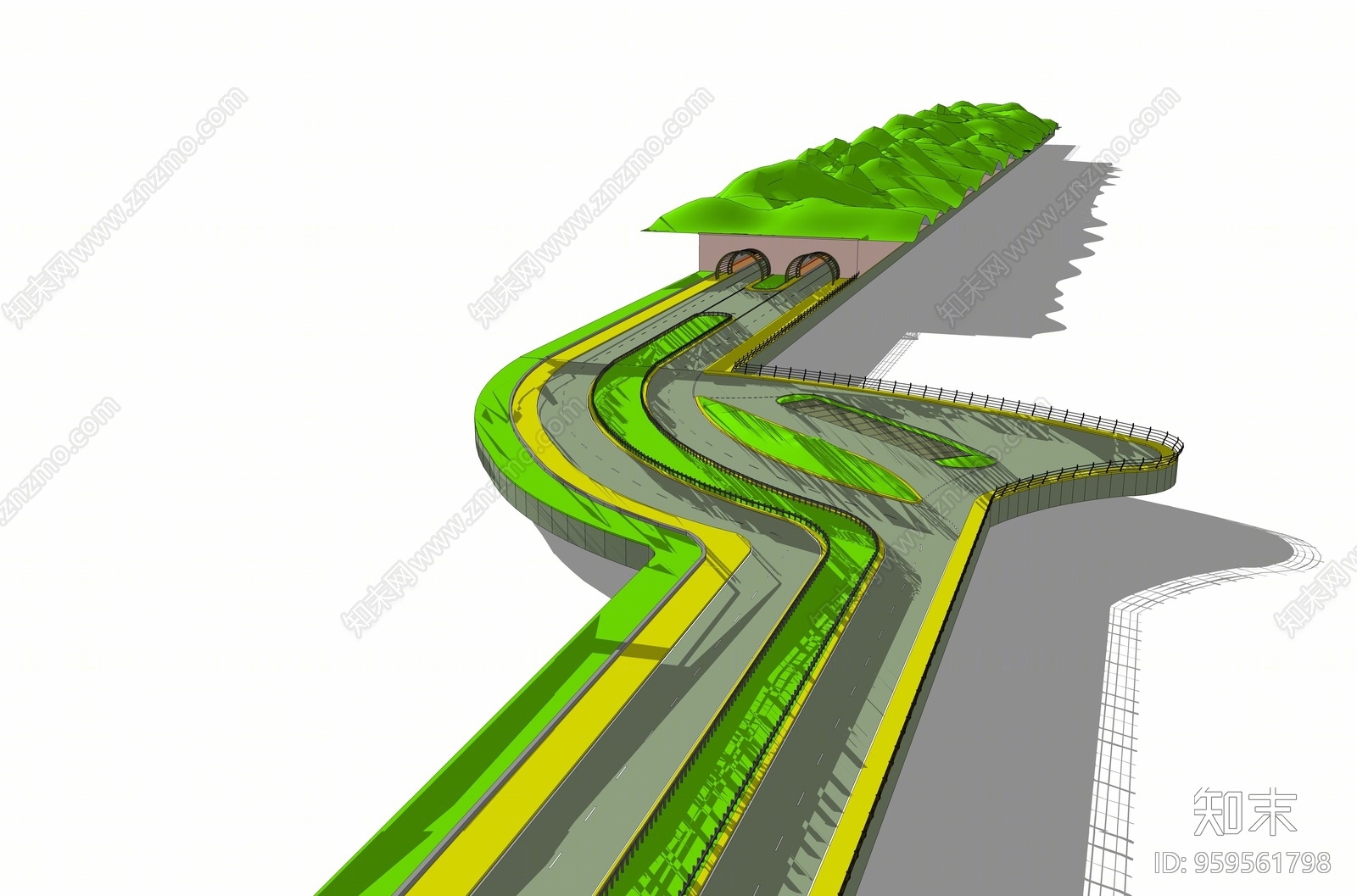 现代风格道路SU模型下载【ID:959561798】