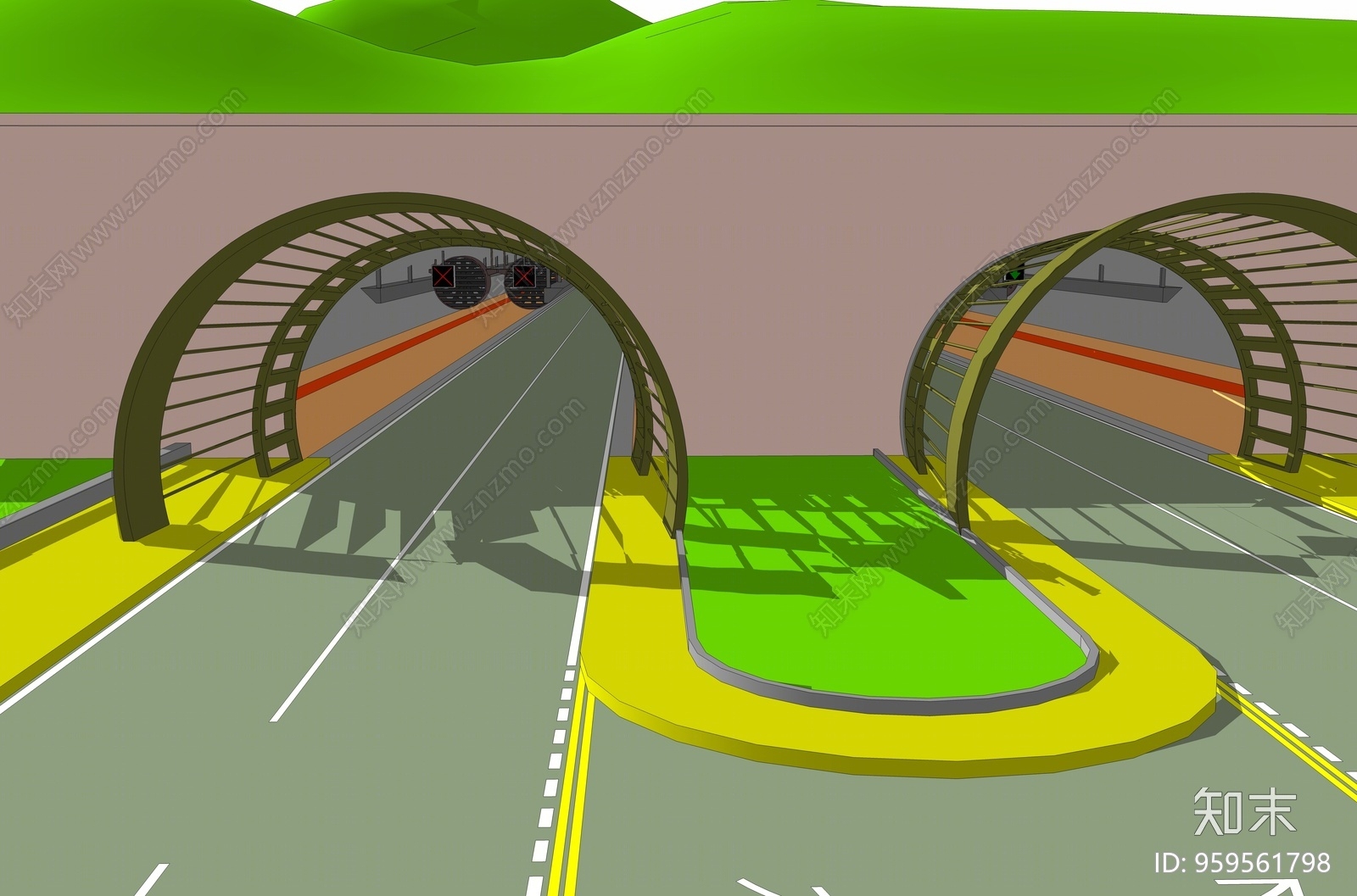 现代风格道路SU模型下载【ID:959561798】