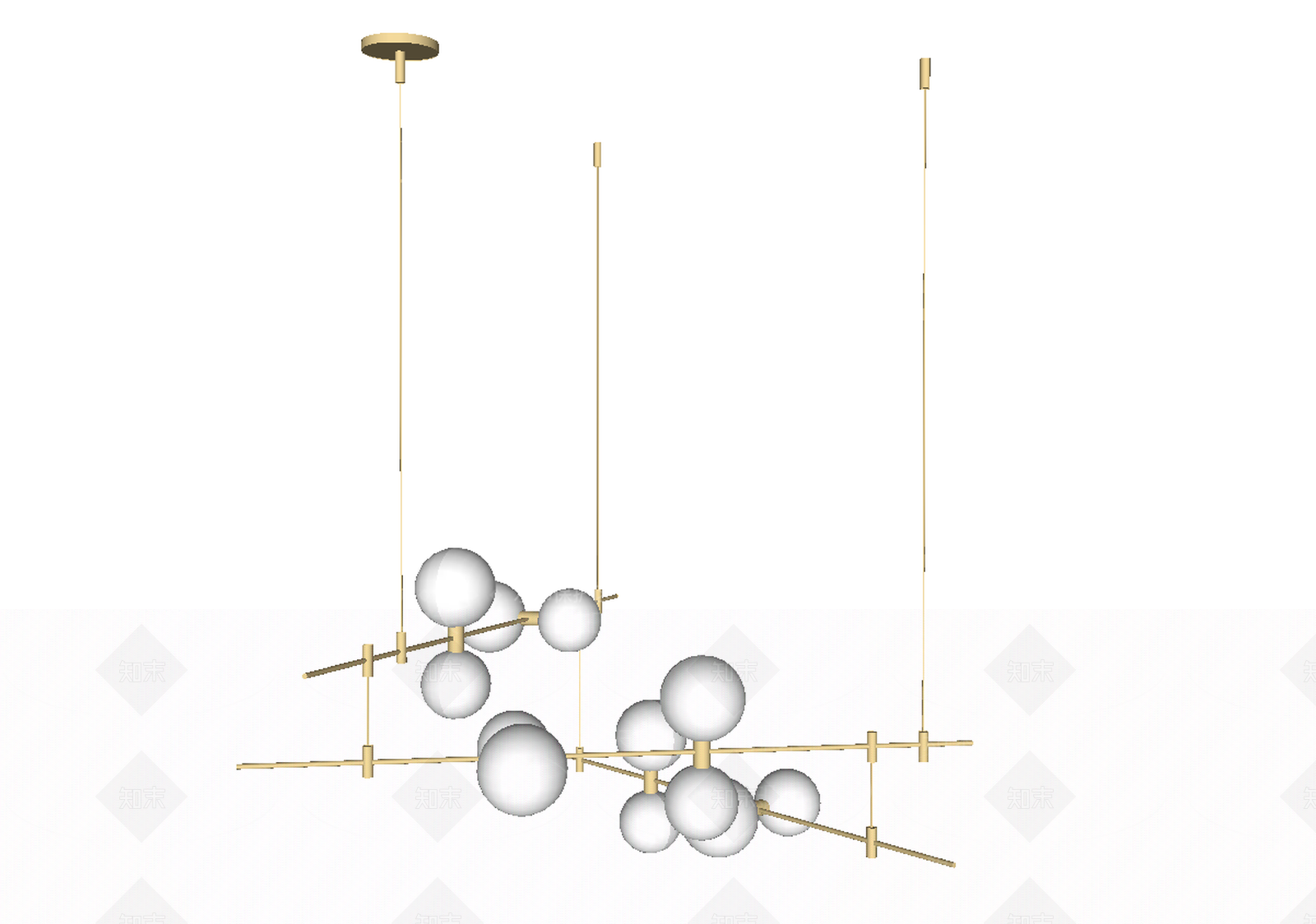 现代风格魔豆吊灯SU模型下载【ID:559573553】