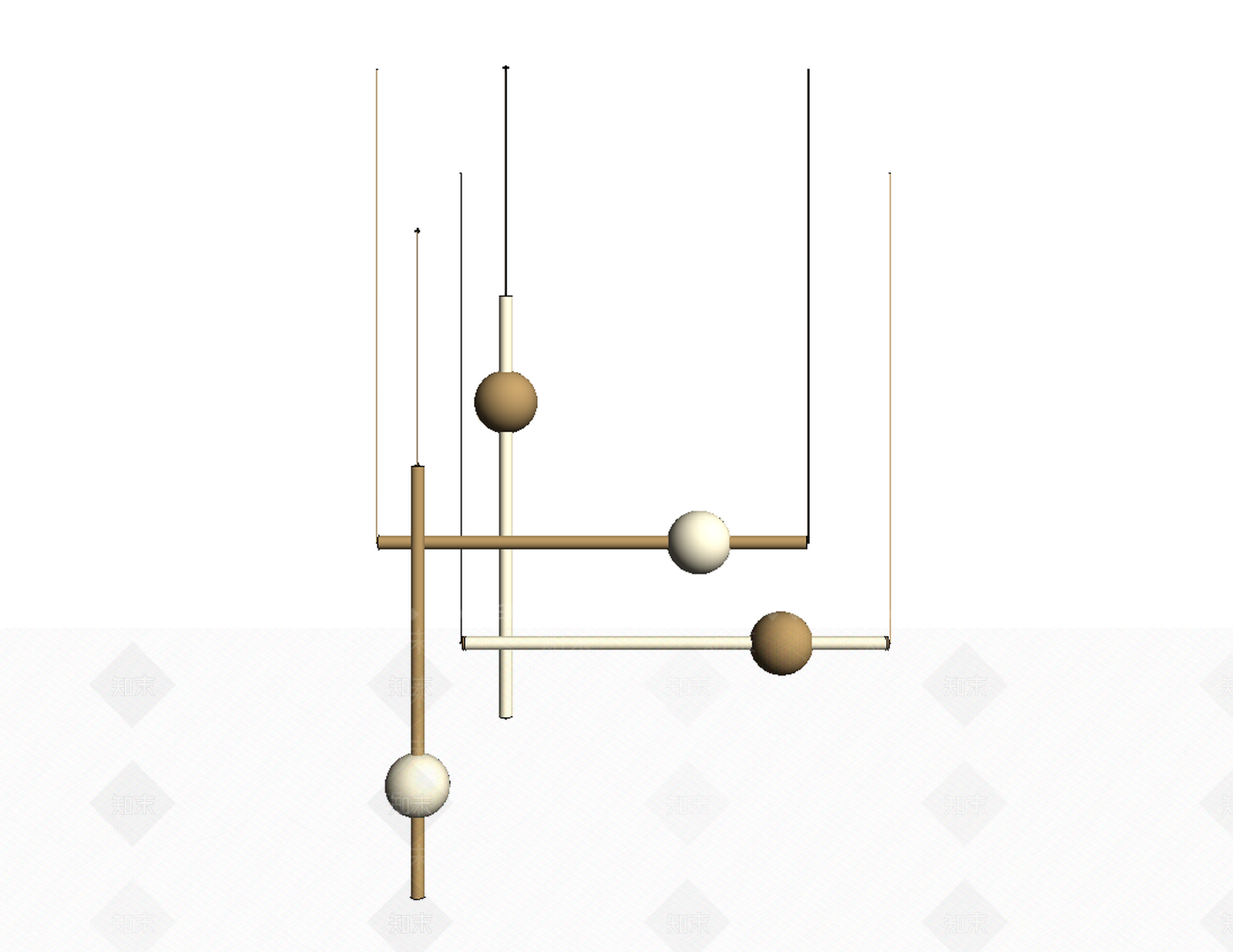现代风格魔豆吊灯SU模型下载【ID:559574555】