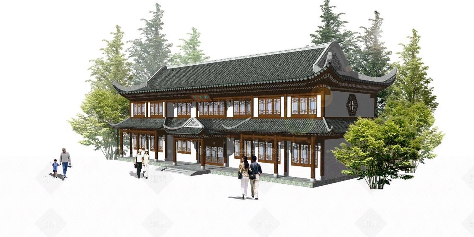 中式景观小建筑SU模型草图