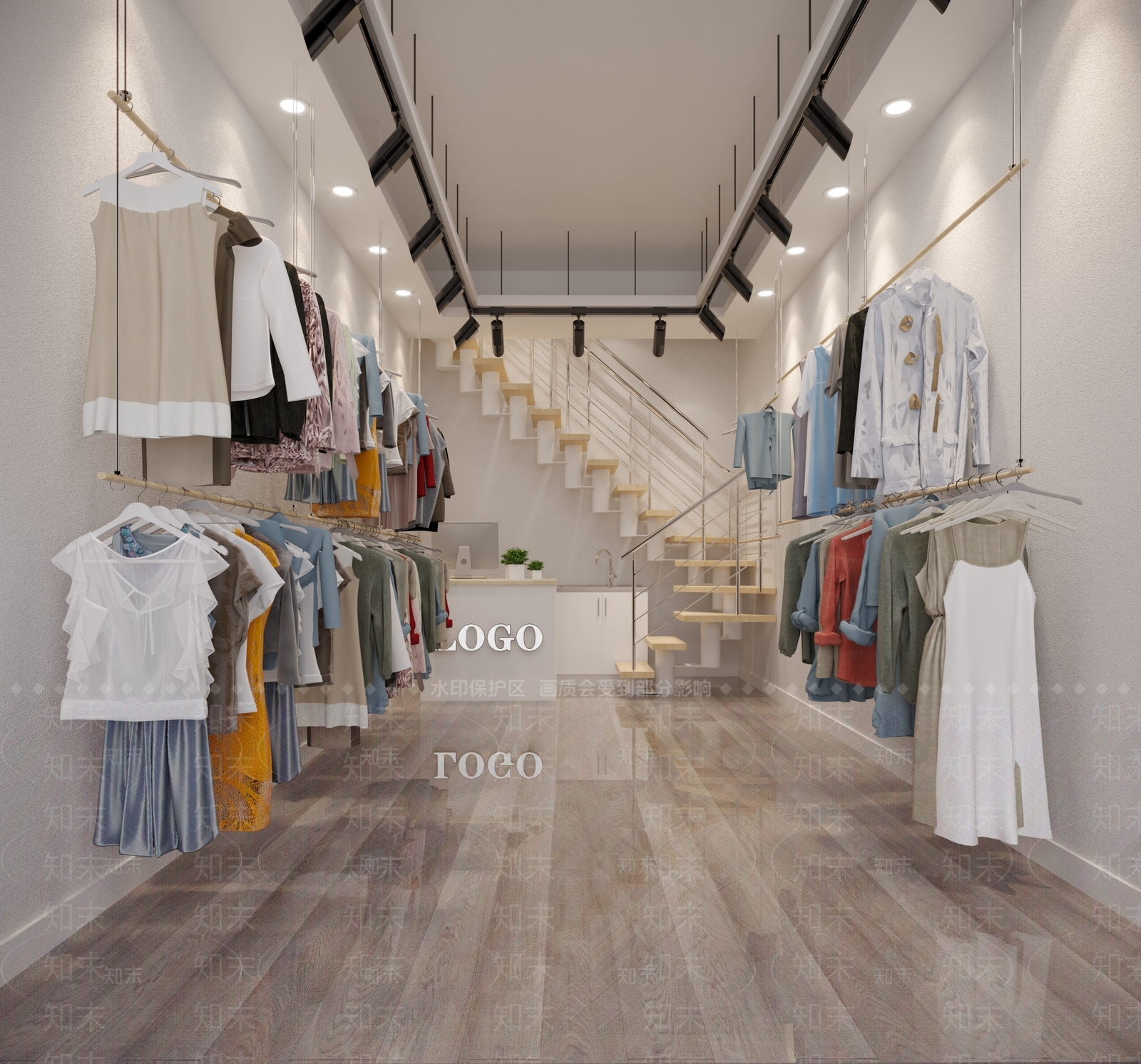 现代服装专卖店3D模型下载【ID:559606444】