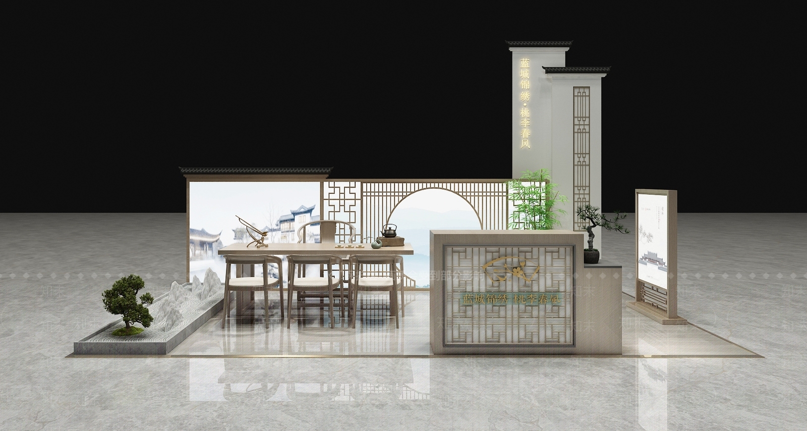 新中式商场展区3D模型下载【ID:459638547】