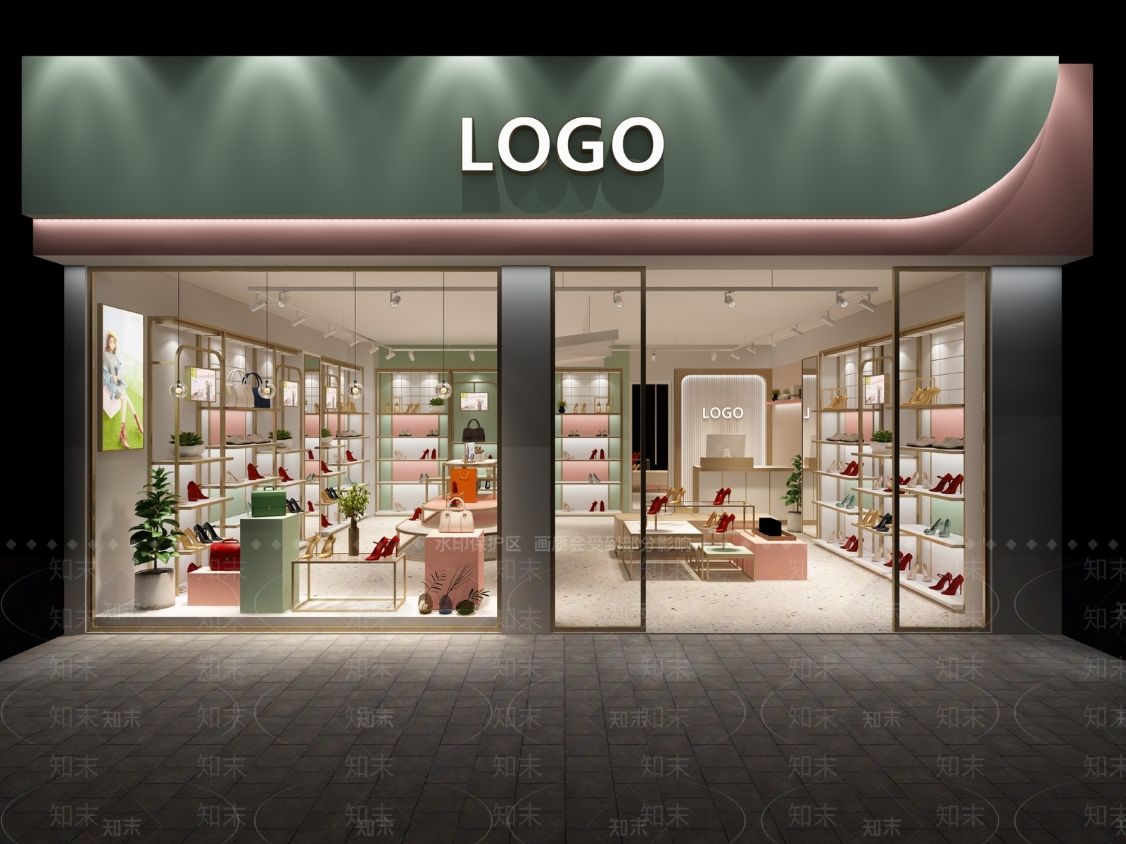 现代鞋子专卖店3D模型下载【ID:759674785】