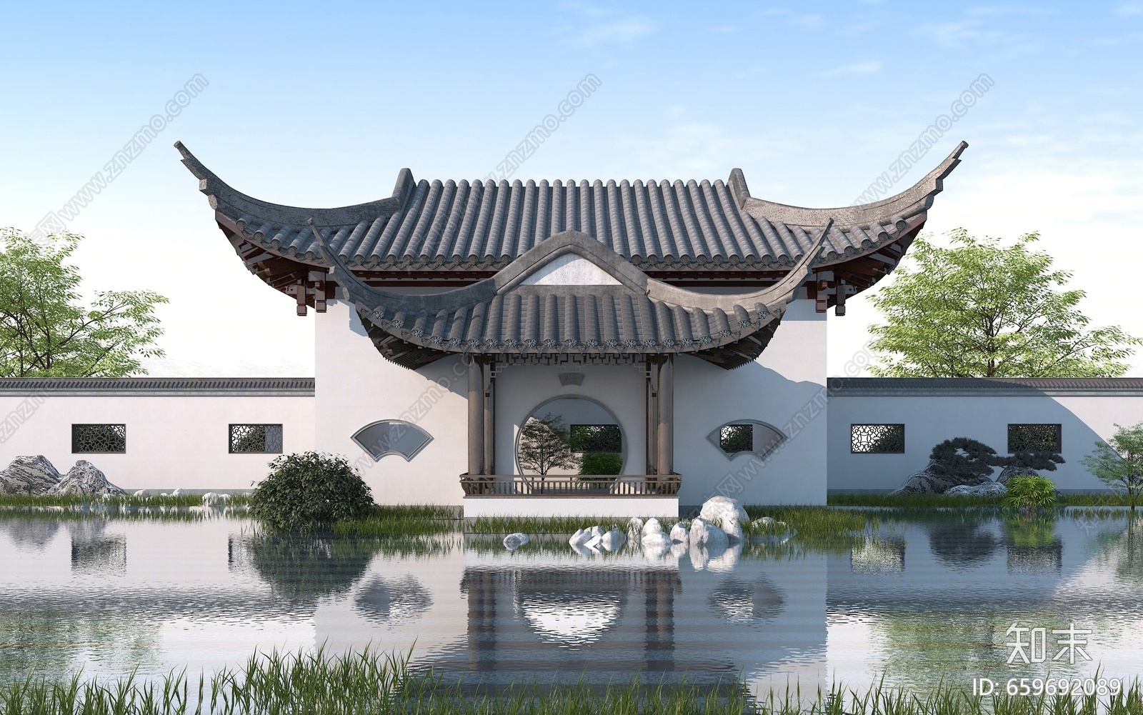 中式风格景观小品3D模型下载【ID:659692089】