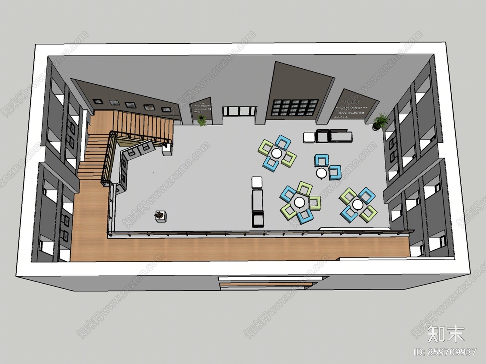 现代风格公司大堂SU模型下载【ID:859709937】