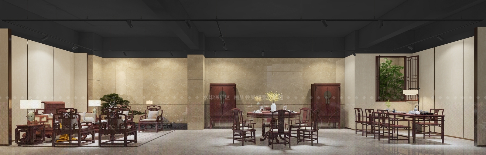 中式红木家具展厅3D模型下载【ID:759715318】