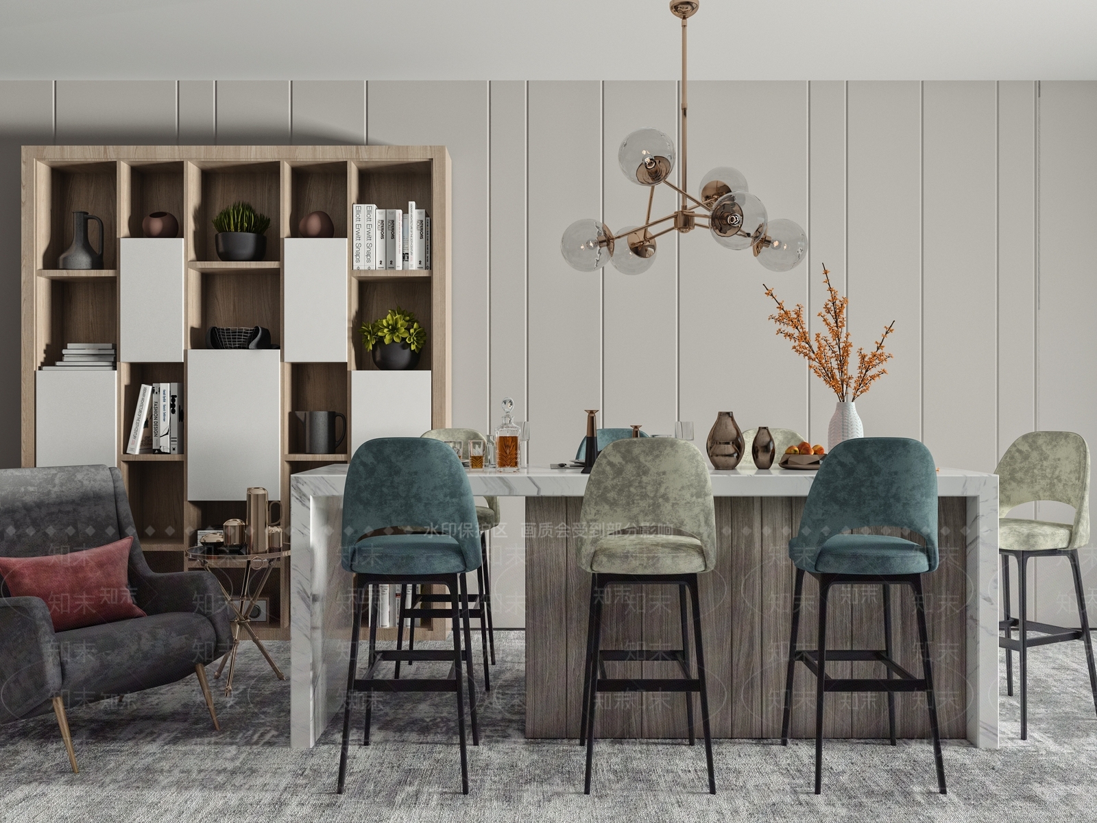 现代餐桌椅组合3D模型下载【ID:659746341】