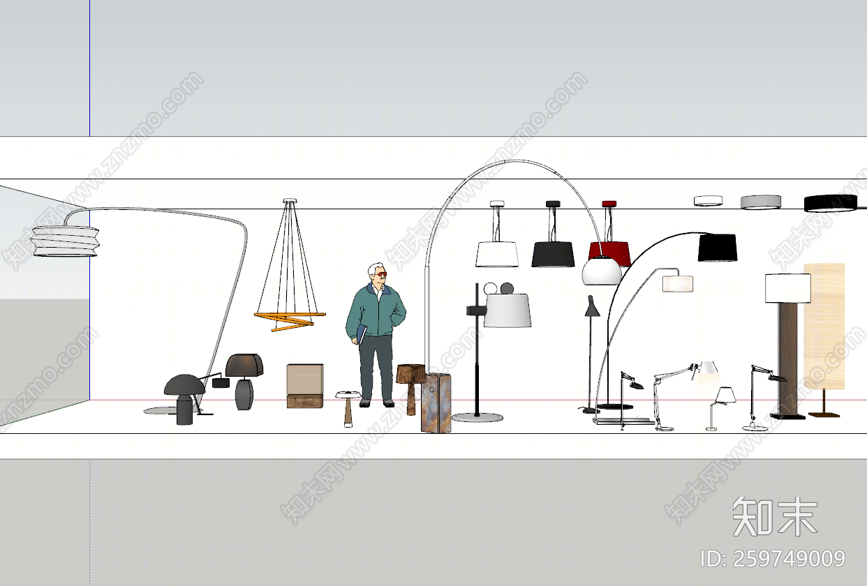 现代风格灯具组合SU模型下载【ID:259749009】