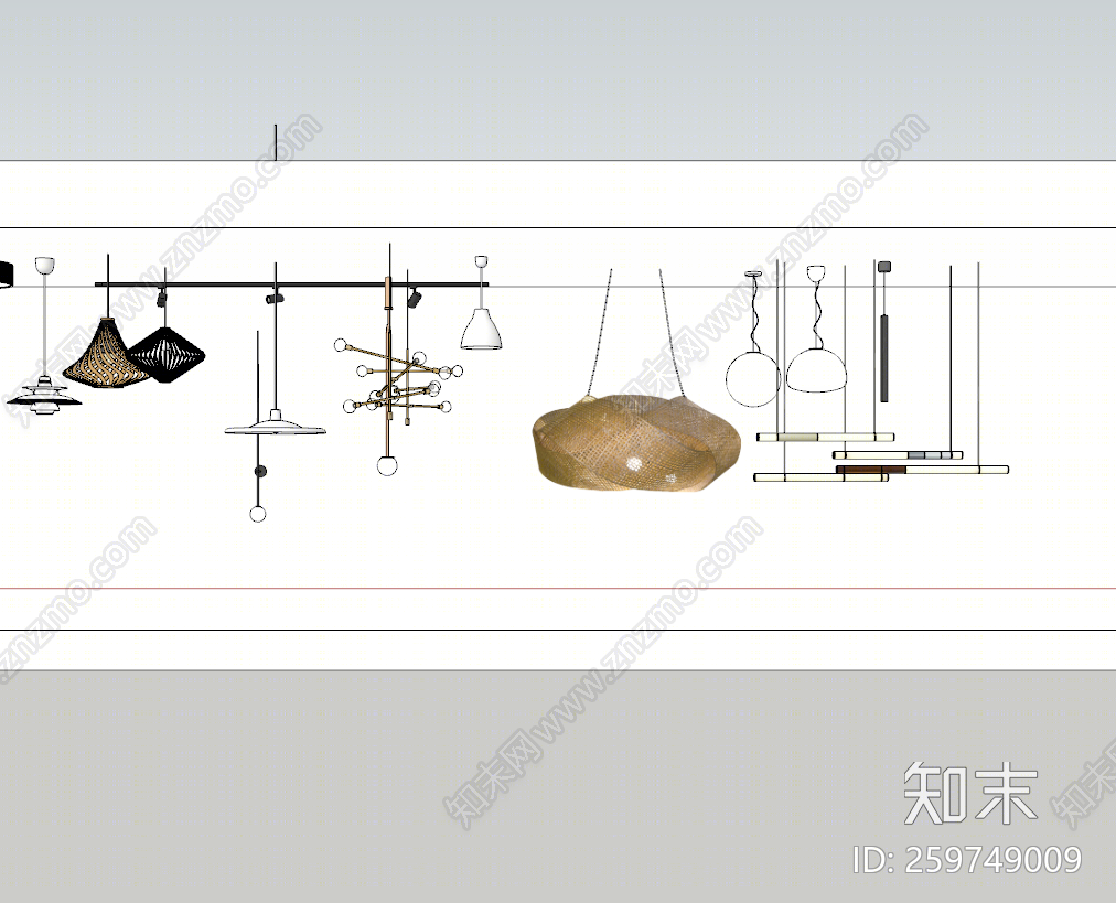 现代风格灯具组合SU模型下载【ID:259749009】