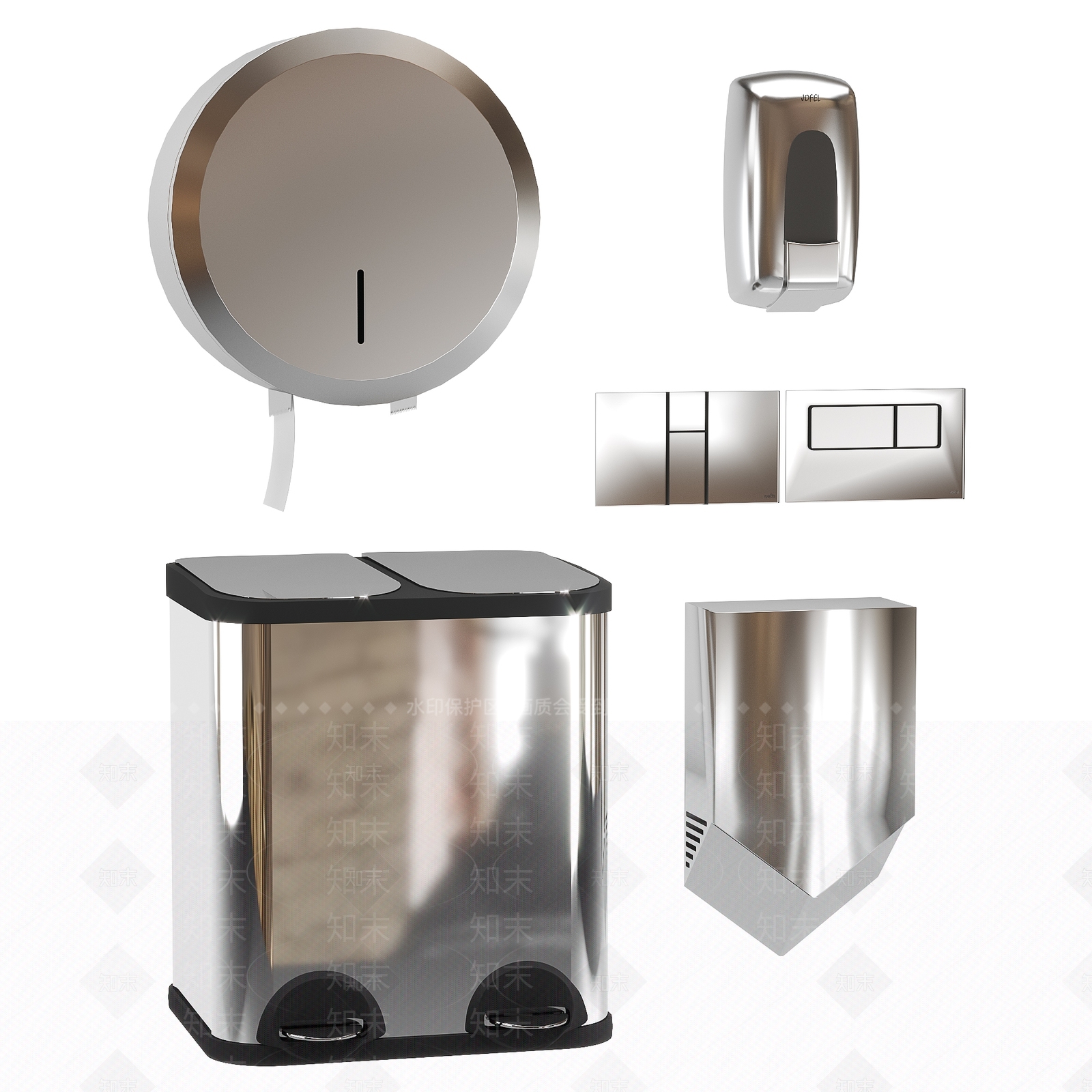 现代公用卫生间器材组合3D模型下载【ID:159755771】