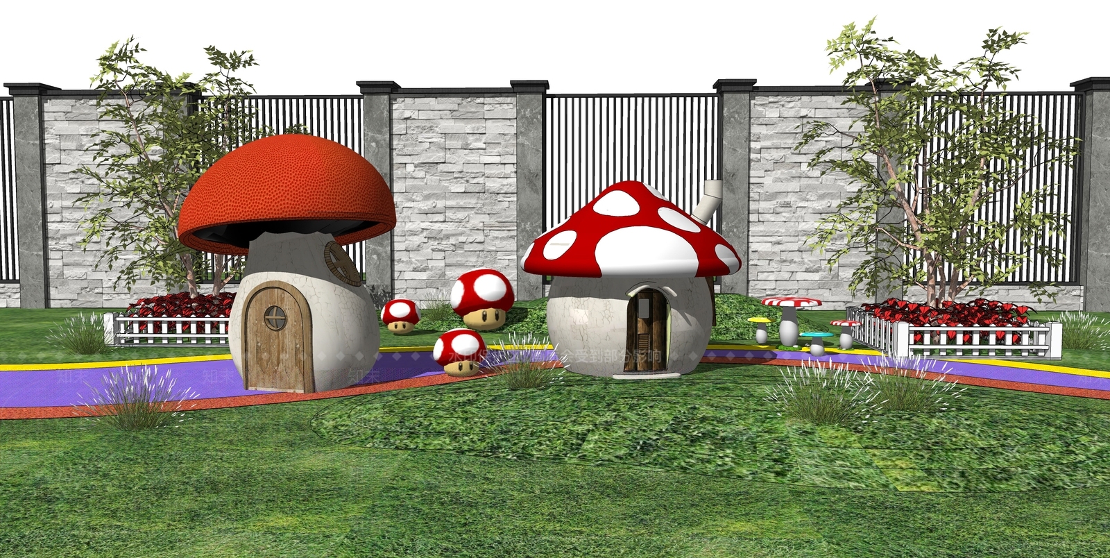 现代风格幼儿园SU模型下载【ID:859799126】