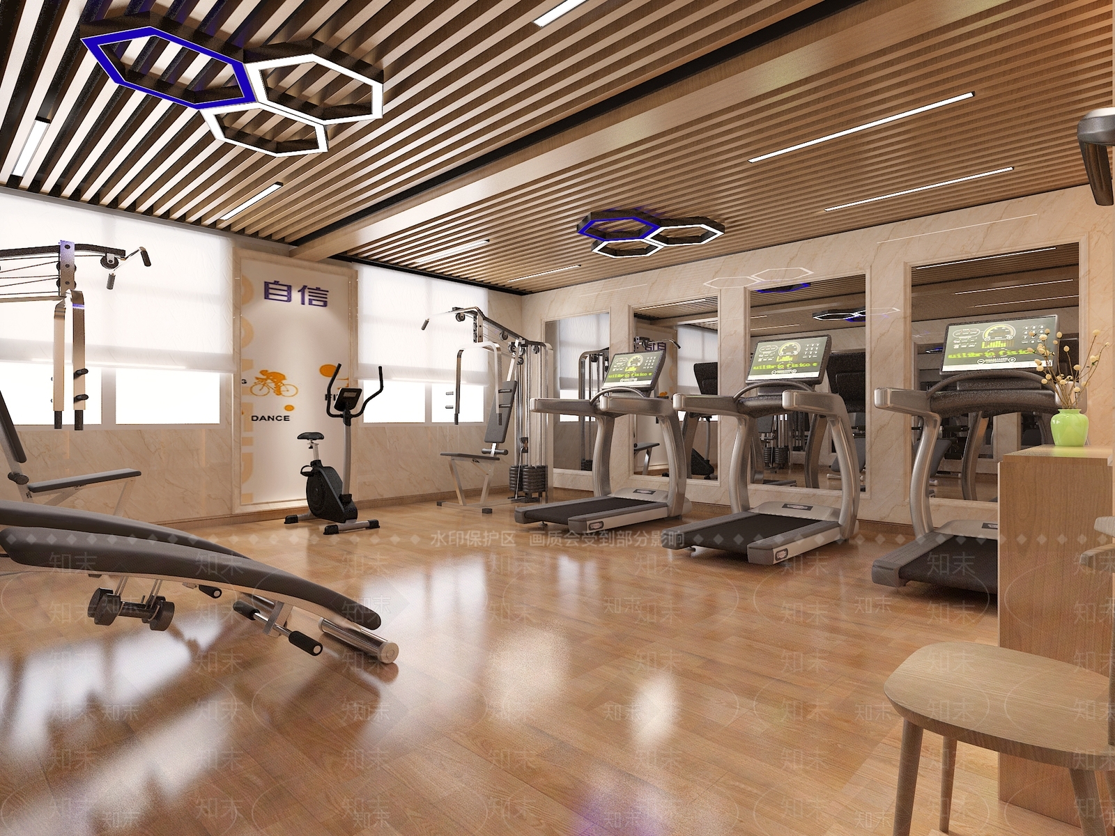 现代小型公司健身房3D模型下载【ID:959815667】